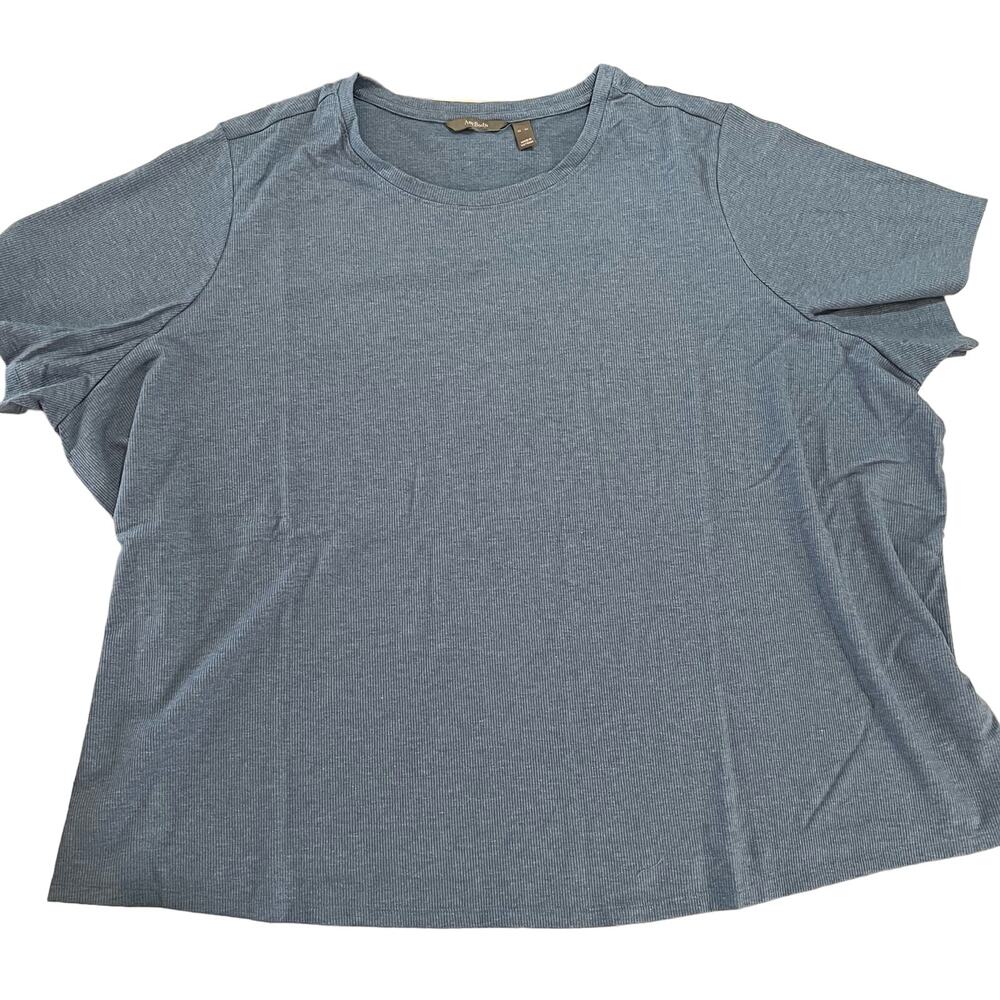 Anybody Ribbed Hacci Short Sleeve & Flare Pant Lounge Set BLUE NWOT SIZE PLUS 5X - Picture 3 of 12